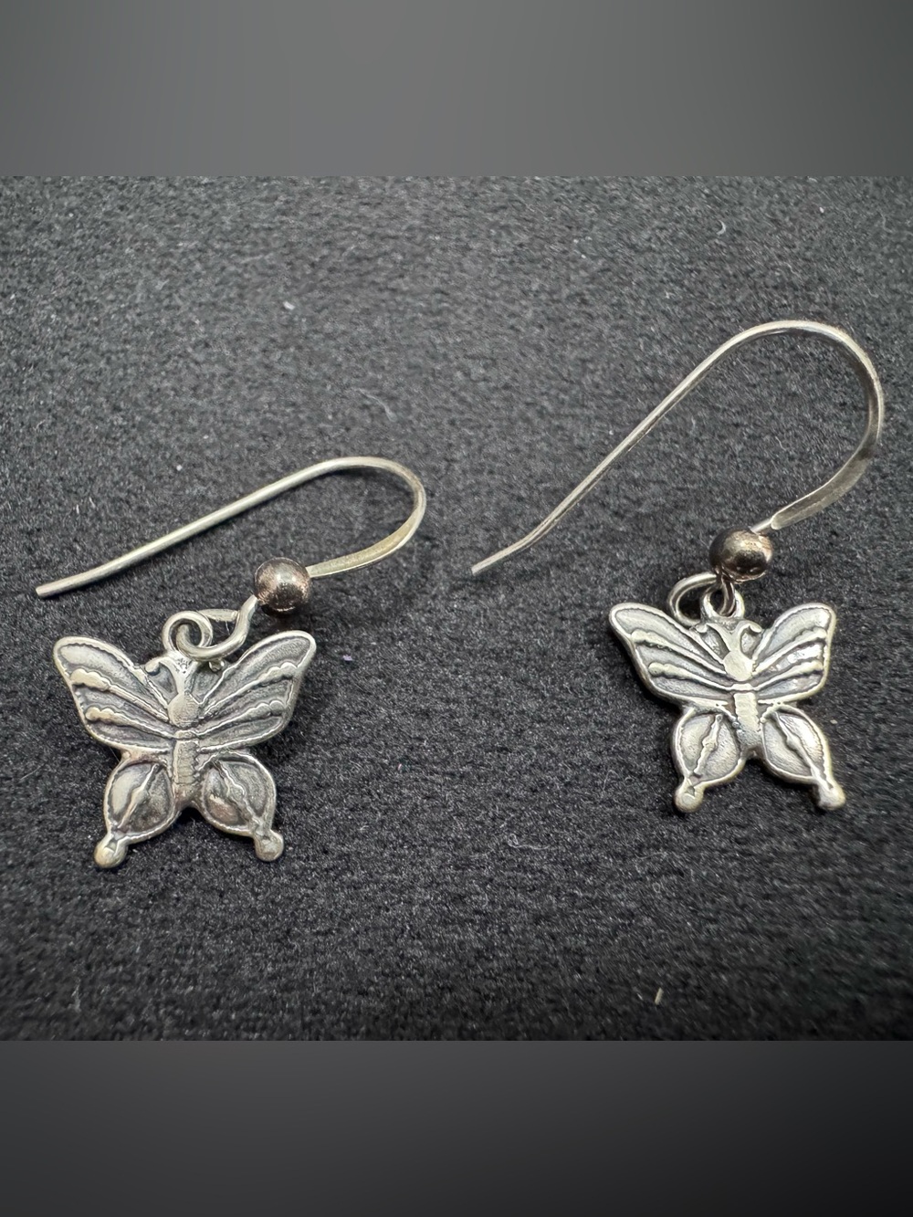 Sterling Silver Butterfly Drop Earrings - Silver